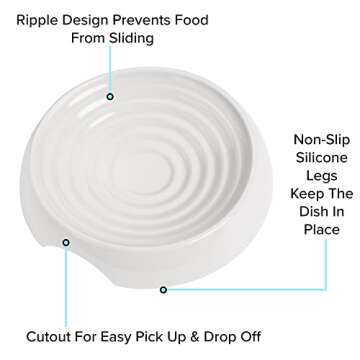 CatGuru Cat Bowls, Whisker Stress Free Food Bowl, Reliefs Fatigue, Wide Non Slip Shallow Dish, Feeding & Watering Supplies (Set of 2, Marshmallow)