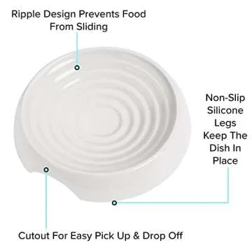 CatGuru Cat Bowls, Whisker Stress Free Food Bowl, Reliefs Fatigue, Wide Non Slip Shallow Dish, Feeding & Watering Supplies (Set of 2, Marshmallow)