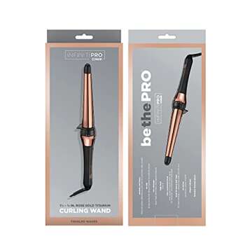 INFINITIPRO BY CONAIR Rose Gold Titanium 1 ¼-inch to ¾-inch Curling Wand, Tapered wand produces beachy waves