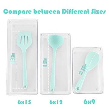 3 Pack Clear Plastic Drawer Organizer Tray Cutlery Utensil Makeups Drawer Organizers 12" X 6"