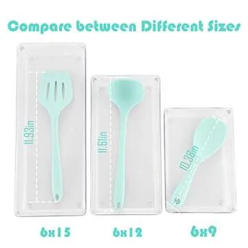 3 Pack Clear Plastic Drawer Organizer Tray Cutlery Utensil Makeups Drawer Organizers 12" X 6"
