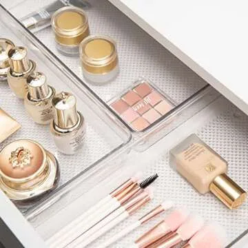 3 Pack Clear Plastic Drawer Organizer Tray Cutlery Utensil Makeups Drawer Organizers 12" X 6"