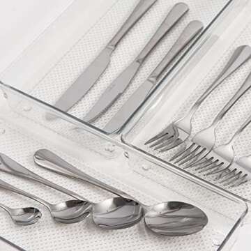 3 Pack Clear Plastic Drawer Organizer Tray Cutlery Utensil Makeups Drawer Organizers 12" X 6"