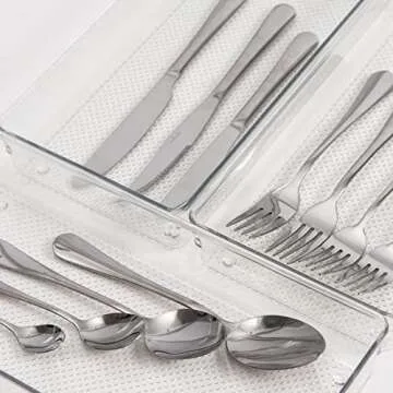 3 Pack Clear Plastic Drawer Organizer Tray Cutlery Utensil Makeups Drawer Organizers 12" X 6"