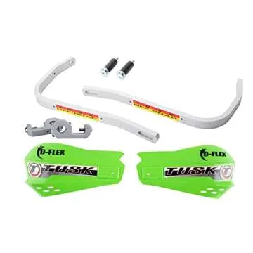 Tusk D-Flex Handguards with MX Shields Green 7/8" Bar Mounts