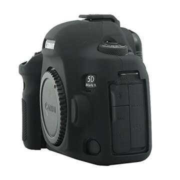 CEARI Flexible Silicone Case Camera Body Protective Cover Skin for Canon EOS 5D4 5D Mark IV Digital Camera + Microfiber Cloth - Black