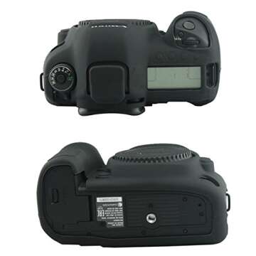 CEARI Flexible Silicone Case Camera Body Protective Cover Skin for Canon EOS 5D4 5D Mark IV Digital Camera + Microfiber Cloth - Black