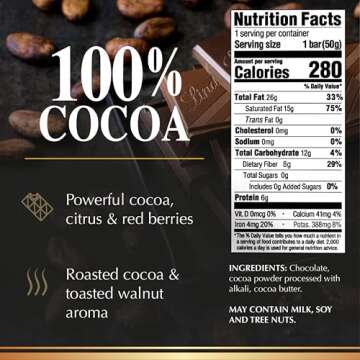 Lindt EXCELLENCE 100% Cocoa Dark Chocolate Bar, Chocolate Candy for Christmas and Holidays, 1.7 oz. (18 Pack)