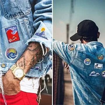 Boao 11 Pieces Wave Off Kanagawa Patch Embroidered Applique Badge Iron on Sew on Patches Emblem DIY Accessories, for Clothes, Dress, Hat, Jeans