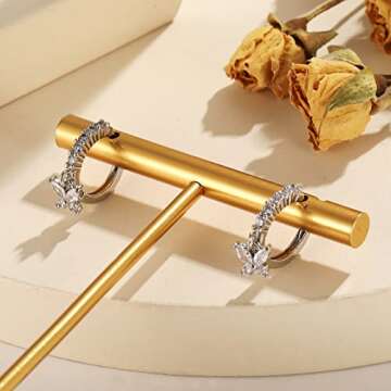 9 Pairs Gold Huggie Hoop Earrings Set - Gold Plated Hoop Earrings Pack for Women, 14K Trendy Danity Small Earrings Jewelry