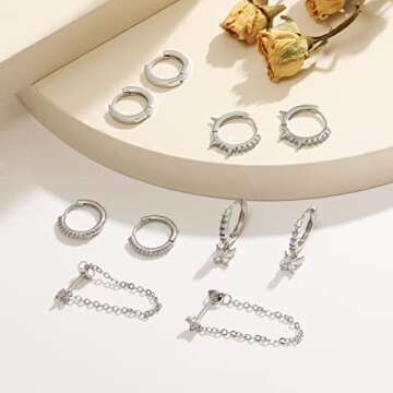 9 Pairs Gold Huggie Hoop Earrings Set - Gold Plated Hoop Earrings Pack for Women, 14K Trendy Danity Small Earrings Jewelry