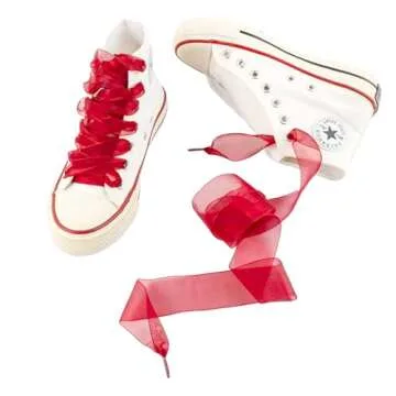 AUEAR, 4 Pairs Fashion Shoe Laces Silk Satin Ribbon Shoelaces Soft Casual Flat Shoestrings for Sneaker 4CM Wide