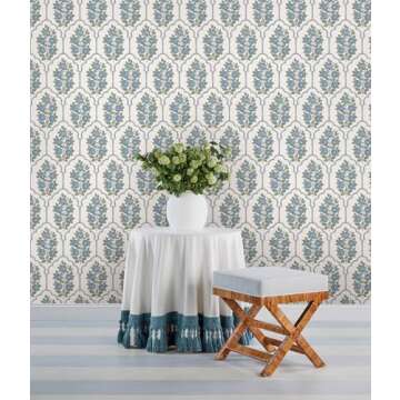 Floral Bazaar Green and Blue Peel and Stick Wallpaper