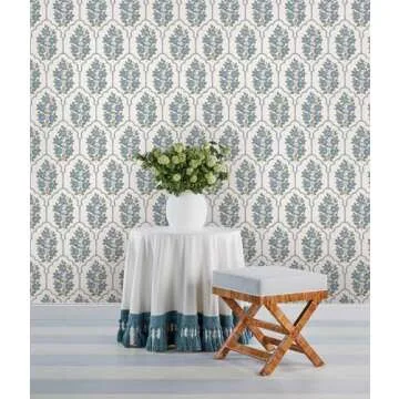 Floral Bazaar Green and Blue Peel and Stick Wallpaper