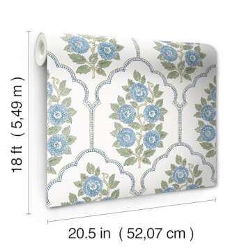 Floral Bazaar Green and Blue Peel and Stick Wallpaper