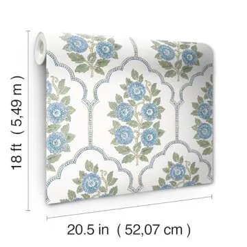 Floral Bazaar Green and Blue Peel and Stick Wallpaper