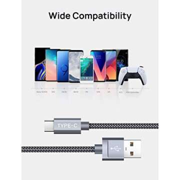 JSAUX USB Type C Cable 3A Fast Charging 6.6ft 2-Pack
