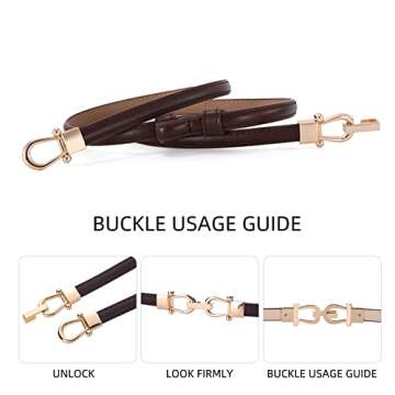 Bhsuioa Waist Skinny Women Belt For Dresses,Fashion Thin Leather Adjustable Dress Belts With Gold Buckle (5-Solid brown)
