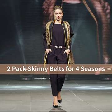 Bhsuioa Waist Skinny Women Belt For Dresses,Fashion Thin Leather Adjustable Dress Belts With Gold Buckle (5-Solid brown)