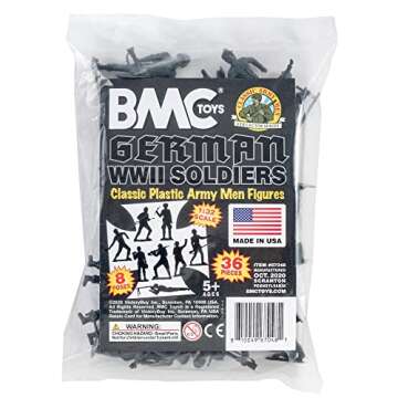 BMC Classic MPC German Plastic Army Men - Black 36pc WW2 Soldier Figures - US Made
