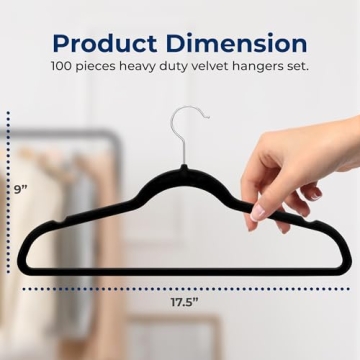 SereneLife Velvet Hangers Set of 100 Non-Slip Heavy Duty