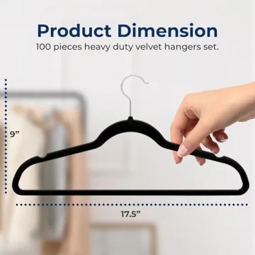 SereneLife Velvet Hangers Set of 100 Non-Slip Heavy Duty