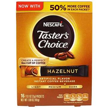 Nescafe Taster's Choice Hazelnut Coffee - Instant Medium Dark Roast, 16 Count