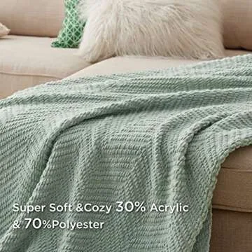 Sage Green Chenille Throw Blanket for Cozy Living