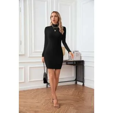 Stylish VICHYIE Women Mock Neck Bodycon Dress for Fall