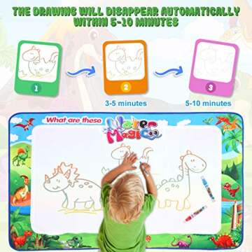 Water Doodle Mat - 47"x 32" Kids Painting Writing Doodle Toy Mat - Color Doodle Drawing Mat Educational Toys for Age 2 3 4 5 6 Year Old Girls Boys Age Toddler Gift