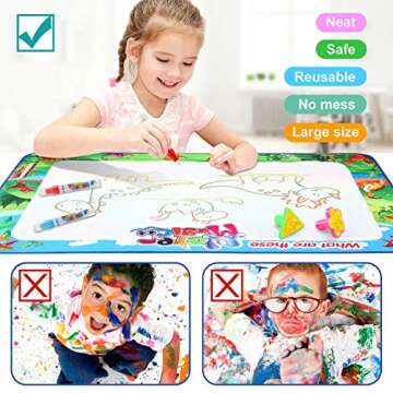 Water Doodle Mat - 47"x 32" Kids Painting Writing Doodle Toy Mat - Color Doodle Drawing Mat Educational Toys for Age 2 3 4 5 6 Year Old Girls Boys Age Toddler Gift