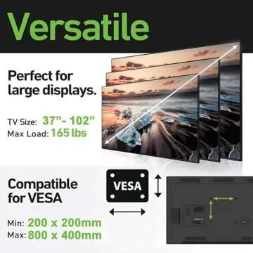 Ultra Slim Flat Secure VESA Compliant TV Wall Mount Bracket for Samsung 43" 50" 55" 65" 70" 75" 82" 85" 90" TVs Low 1.4" Profile Design, Heavy Duty Steel, Flush to Wall, Simple to Install!