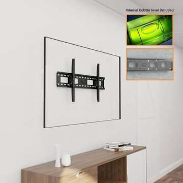 Ultra Slim Flat Secure VESA Compliant TV Wall Mount Bracket for Samsung 43" 50" 55" 65" 70" 75" 82" 85" 90" TVs Low 1.4" Profile Design, Heavy Duty Steel, Flush to Wall, Simple to Install!