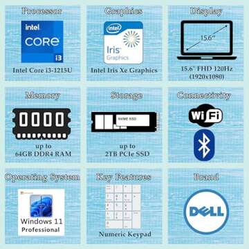 Dell 15.6" Laptop Computer for Home and Student, Intel 6-Core Processor (Beat i5-1135G7), 32GB DDR4 ...