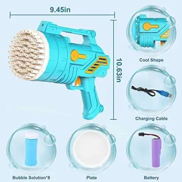SmartYeen 2-Pack Bubble Machine Gun,69 Holes Bubble Gun with Light,8 Bottles Bubble Solution Bubble Blower Maker for Kids Summer Outdoor Toy Wedding Party Birthday Gifts