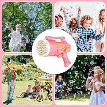 SmartYeen 2-Pack Bubble Machine Gun,69 Holes Bubble Gun with Light,8 Bottles Bubble Solution Bubble Blower Maker for Kids Summer Outdoor Toy Wedding Party Birthday Gifts