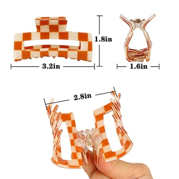 6 Pack Checkered Hair Claw Clips for All Hair Types