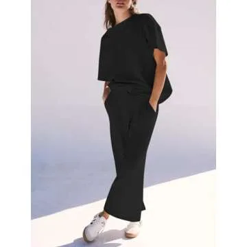 Fisoew Women's Stylish Workout 2 Piece Tracksuit with Pockets