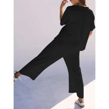 Fisoew Women's Stylish Workout 2 Piece Tracksuit with Pockets