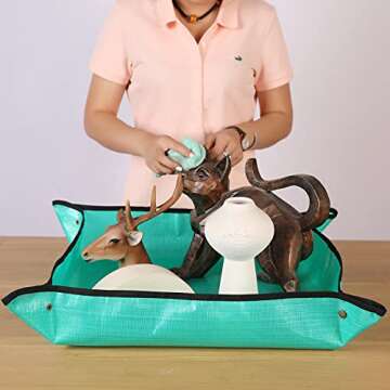 Owl Focus PE Plant Repotting Mat Waterproof, Indoor Succulent Potting, Portable Gardening Transplanting Mat,26.8x26.8 Inch