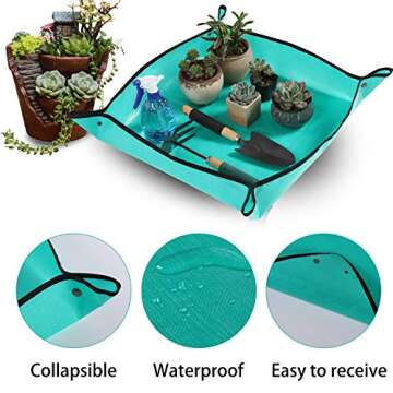 Owl Focus PE Plant Repotting Mat Waterproof, Indoor Succulent Potting, Portable Gardening Transplanting Mat,26.8x26.8 Inch
