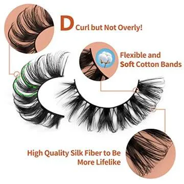 Eyelashes 3D Volume Russian Strip Lashes Natural Soft Wispy Curly Cat Eye Faux Mink Lashes Look like Extensions 5 Pairs by Yawamica