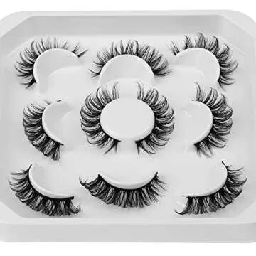 Eyelashes 3D Volume Russian Strip Lashes Natural Soft Wispy Curly Cat Eye Faux Mink Lashes Look like Extensions 5 Pairs by Yawamica