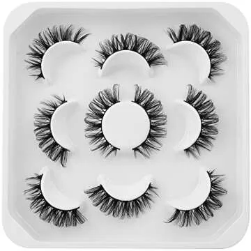 Eyelashes 3D Volume Russian Strip Lashes Natural Soft Wispy Curly Cat Eye Faux Mink Lashes Look like Extensions 5 Pairs by Yawamica