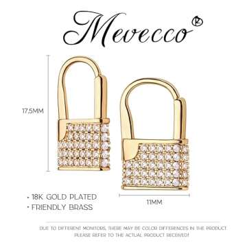 MEVECCO Lock Earrings 18K Gold Plated Minimalist Charm