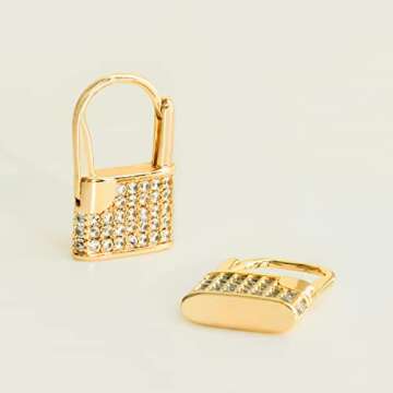 MEVECCO Lock Earrings 18K Gold Plated Minimalist Charm