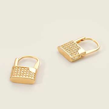 MEVECCO Lock Earrings 18K Gold Plated Minimalist Charm