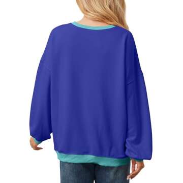 TERIVEEK Women Oversized Color Block Long Sleeve Sweatshirt Casual Crew Neck Shirt Loose Fit Pullove...