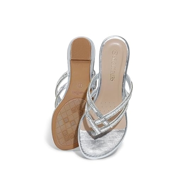 DREAM PAIRS Stylish Rhinestones Slides Sandals for Women