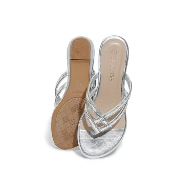 DREAM PAIRS Stylish Rhinestones Slides Sandals for Women